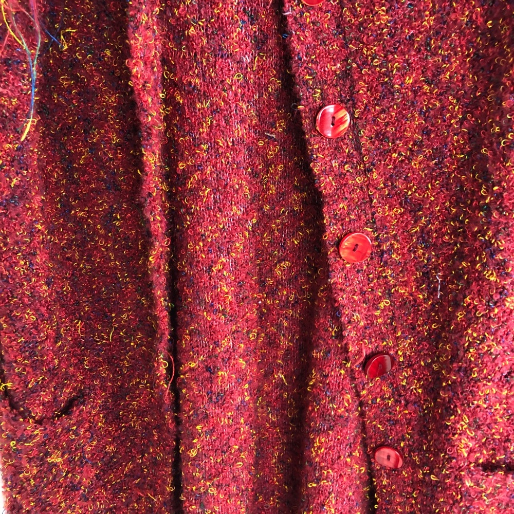 Vintage Long Red Fringe Boho Fall Cardigan - Picture 3 of 8